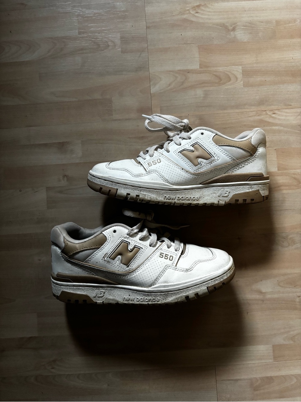 New Balance 550 Sneakers in White and Tan